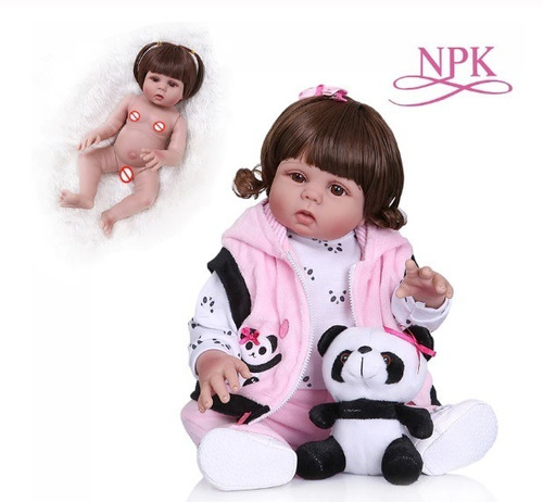 Boneca Reborn Silicone - Panda Pelúcia 48 Cm Original Npk